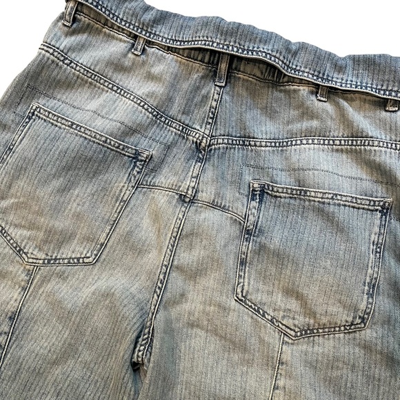 NWOT, We The Free Noah Foldover Harem Jeans Railroad Stripes Pleating - Picture 11 of 13